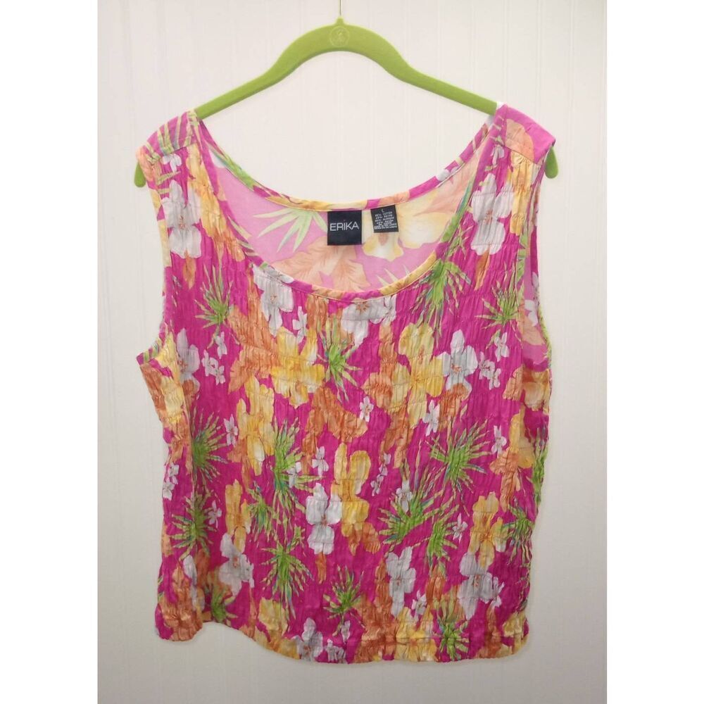 Erika tropical seersucker tank top size large
